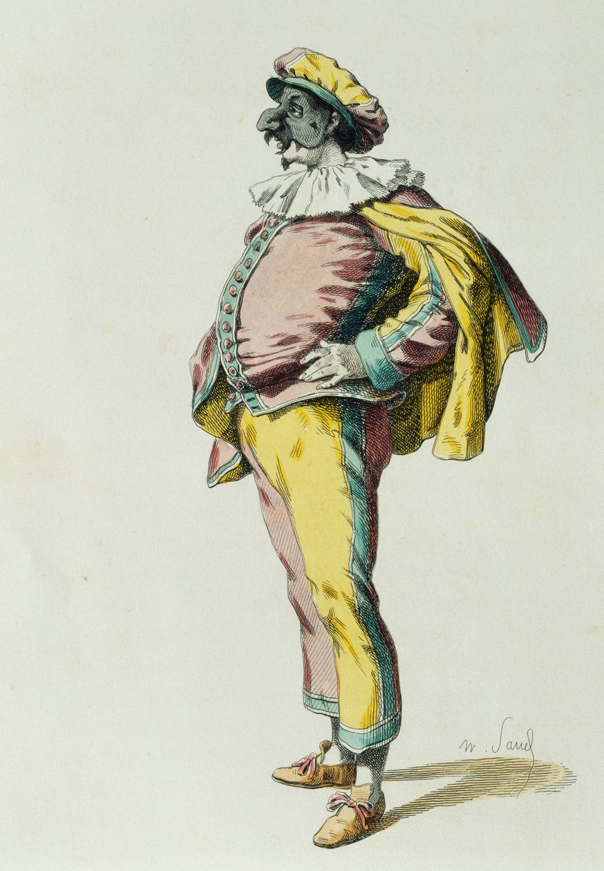 1685 yılında Pulcinella, Maurice Sand (1823-1889) tarafından by Maurice Sand