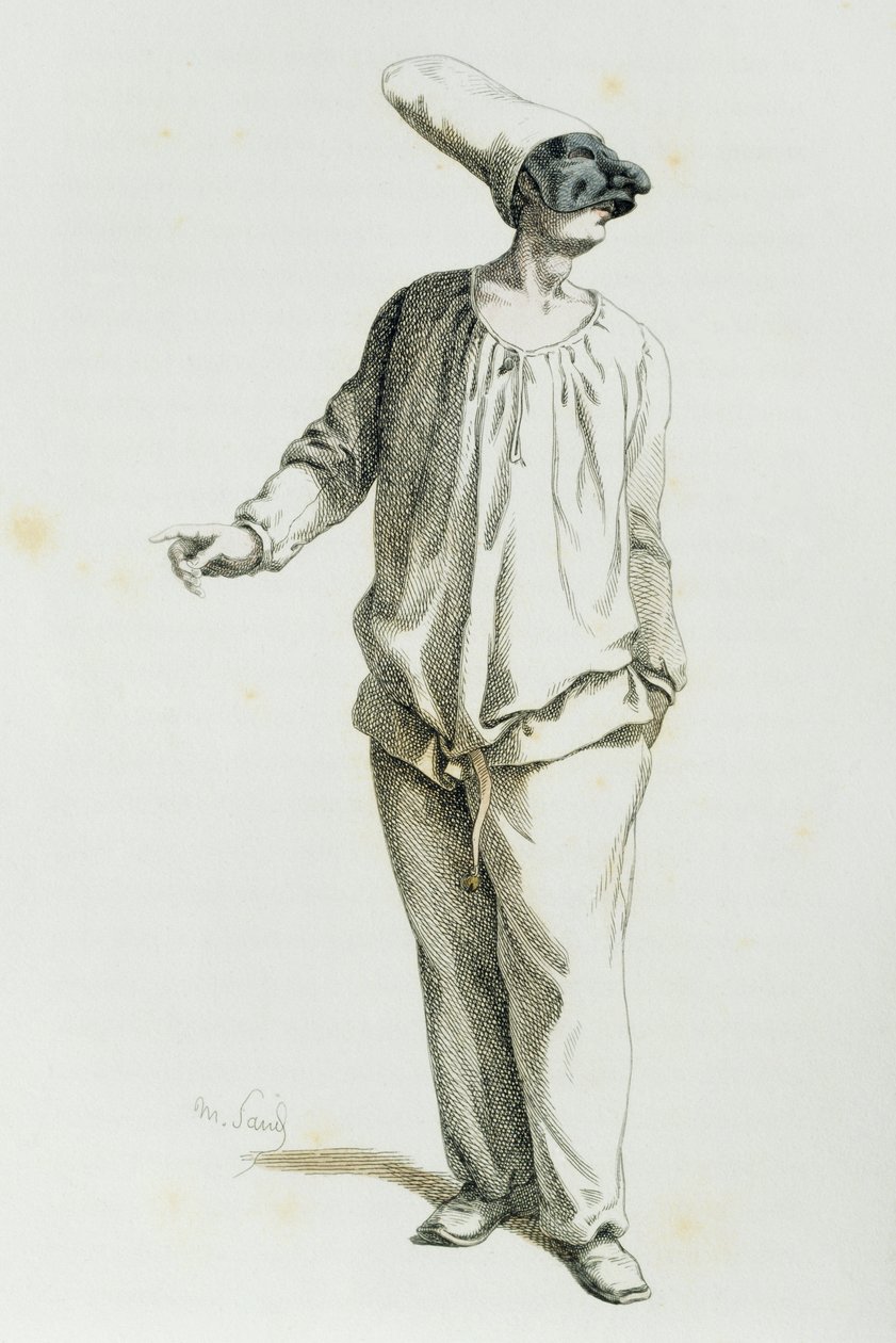 Maurice Sand (1823-1889) tarafından 1800 yılında Pulcinella by Maurice Sand