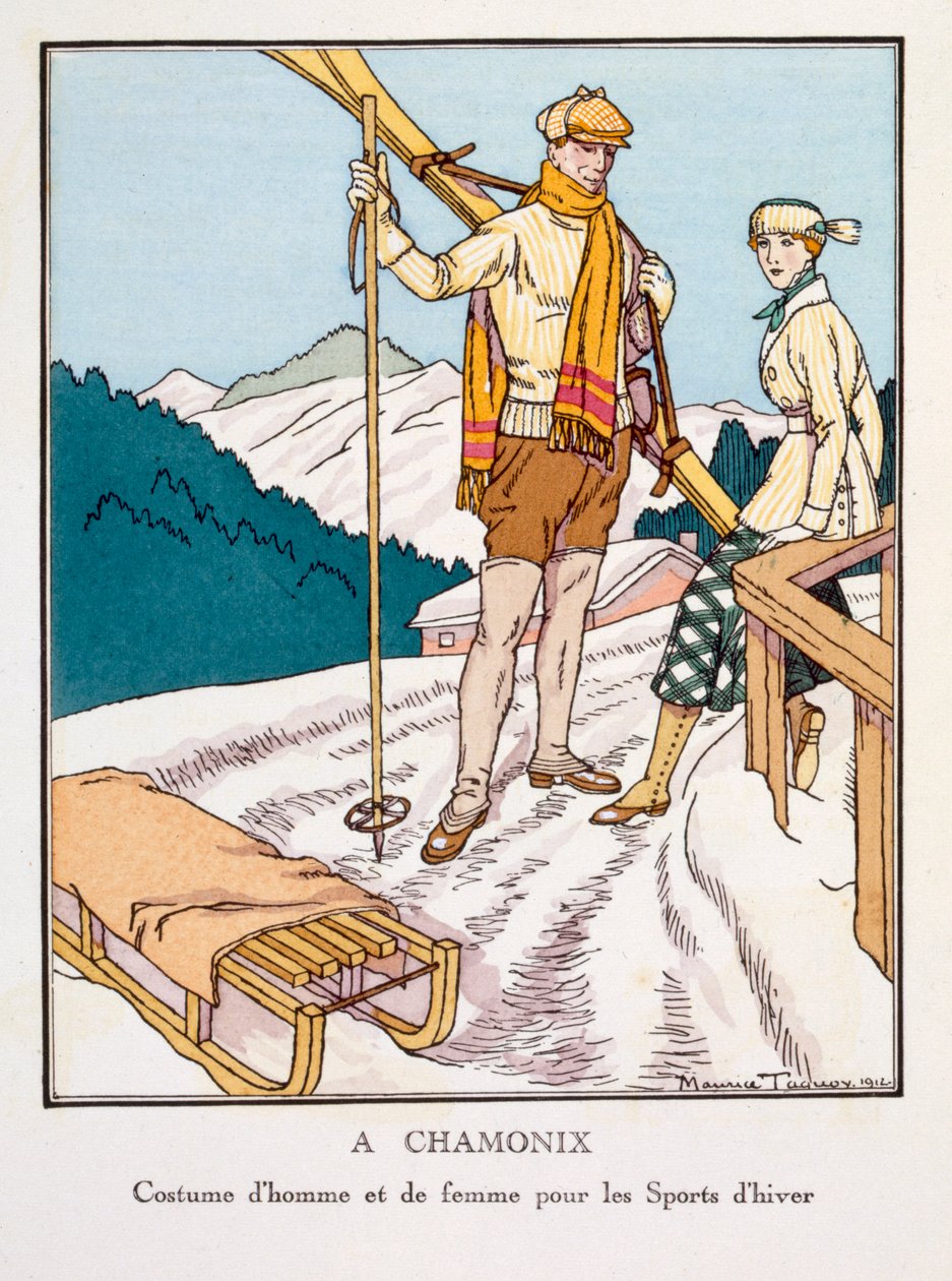 Chamonix'te, 'Gazette du Bon Ton' No. 2'den II. levha by Maurice Taquoy