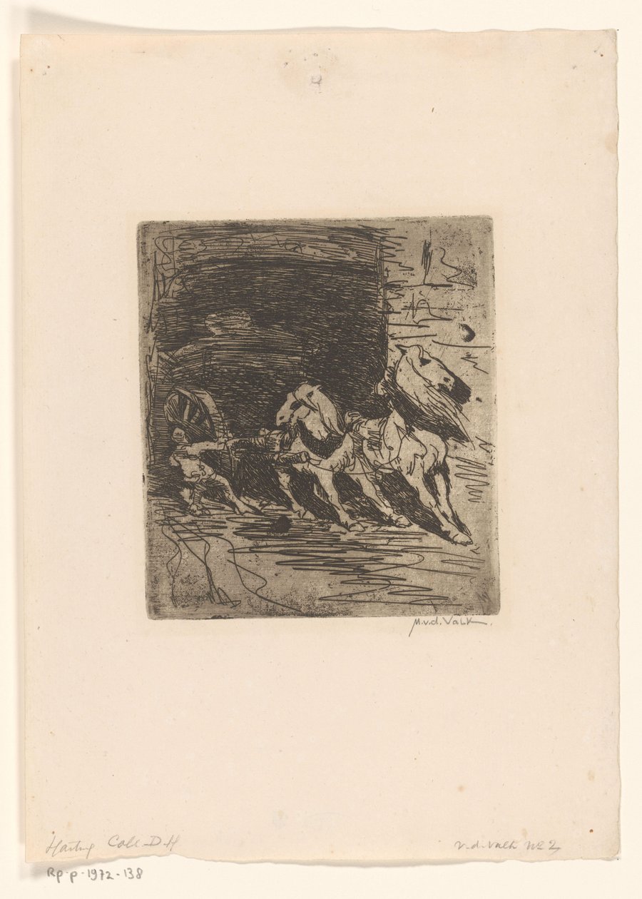 arabası ile atlar Kariyer (orijinal başlık) by Maurits van der Valk (signed by artist)