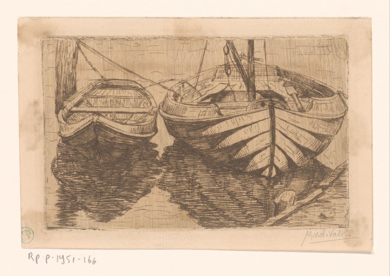 Kürekli tekne ve yelkenli tekne by Maurits van der Valk (signed by artist)
