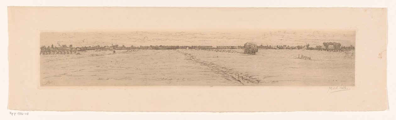 Hasatçı ile çayır manzara by Maurits van der Valk (signed by artist)