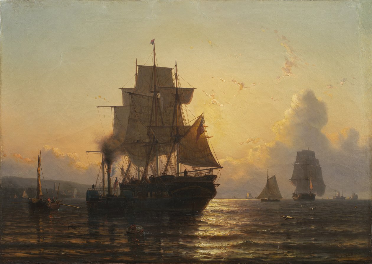 Denizde Tropikal Gün Batımı, 1861 tuval üzerine yağlı boya by Mauritz Frederik Hendrik De Haas