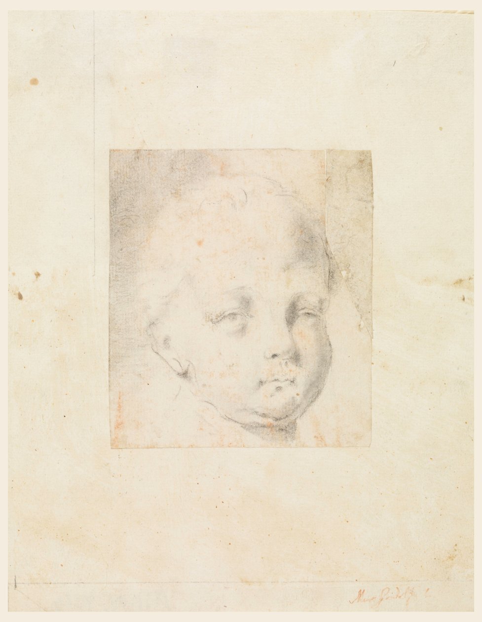 Çizim, Çalışma: Erkek çocuk başı, 1810-34 by Mauro Gandolfi