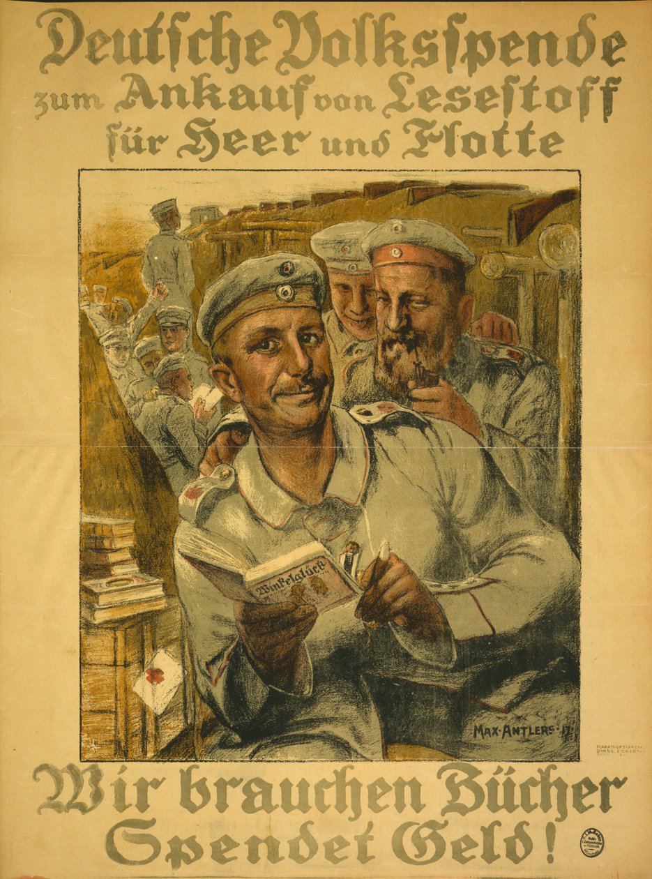 Kitaplara ihtiyacımız var, para bağışlayın!, 1917 by Max Antlers