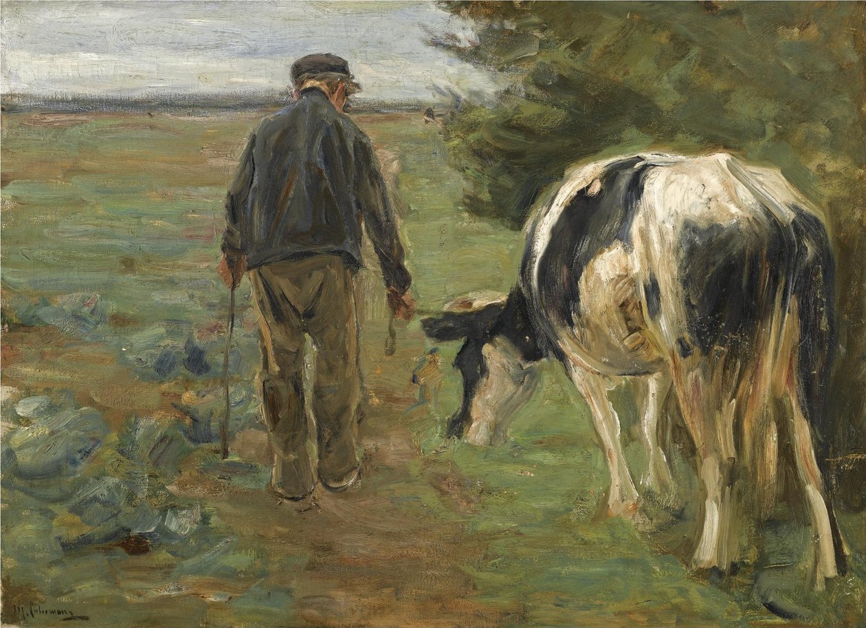inek ile çiftçi by Max Liebermann