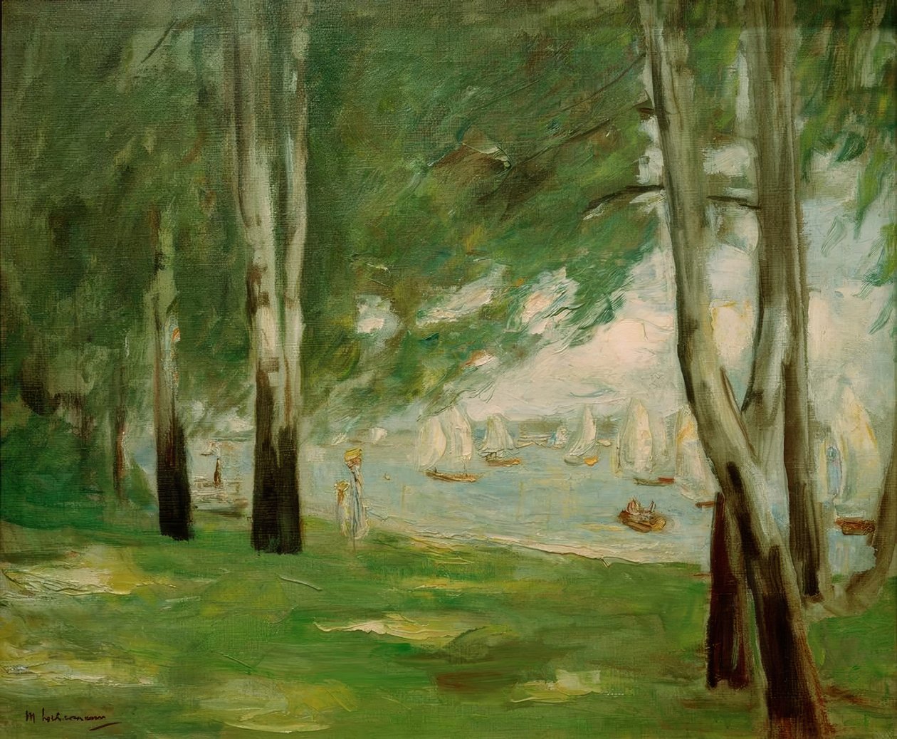 doğuda Wannsee kıyısında huş ağacı by Max Liebermann
