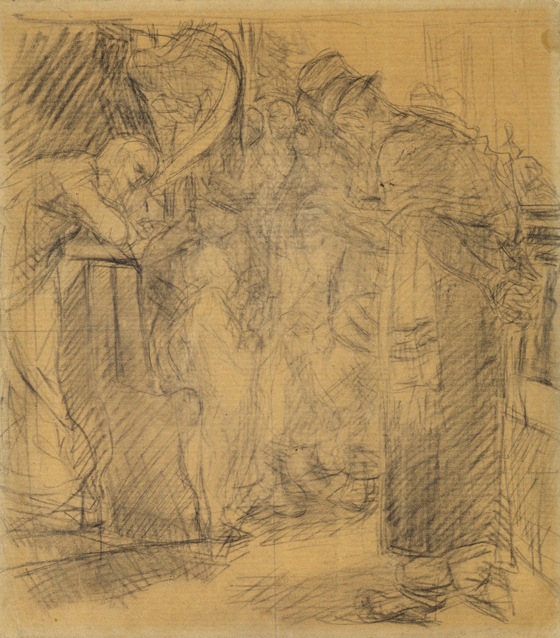 Tapınaktaki İsa için kompozisyon çizimi by Max Liebermann