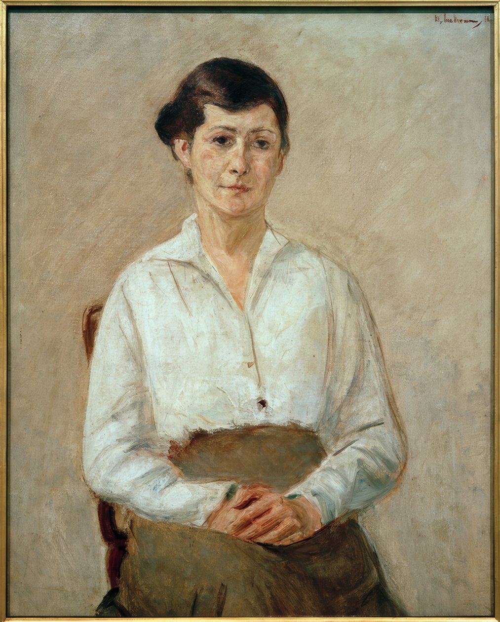 Sanatçının kızı yarım figürlü, yüz yüze oturuyor by Max Liebermann