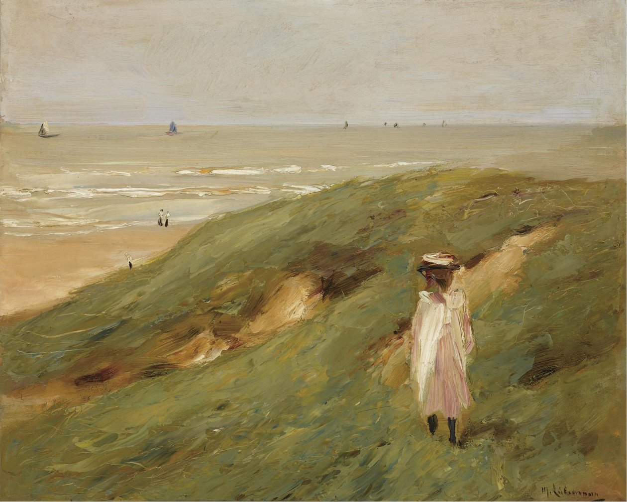 Noordwijk yakınlarında bir çocukla kumul by Max Liebermann