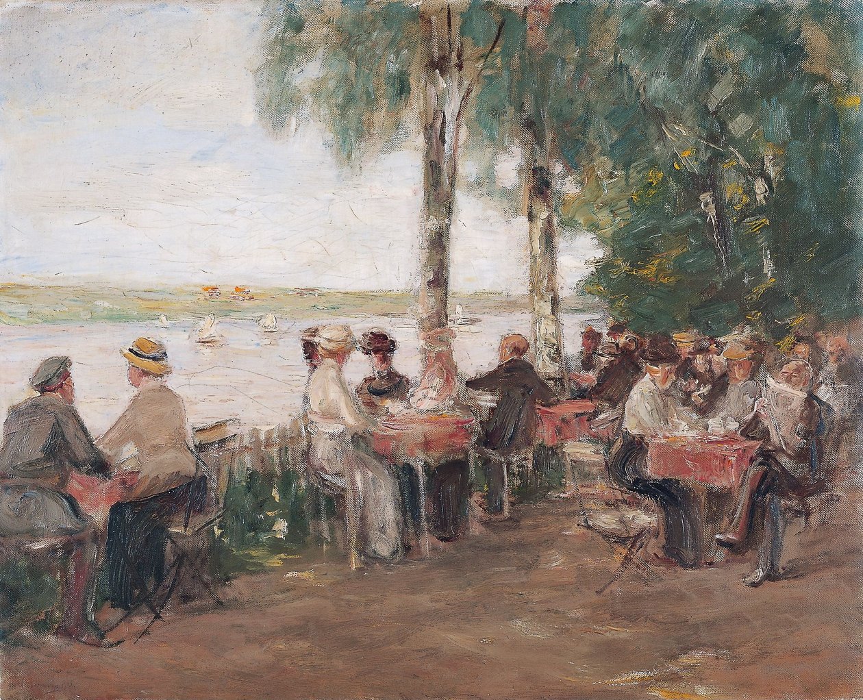 Su kenarında bahçe restoranı by Max Liebermann