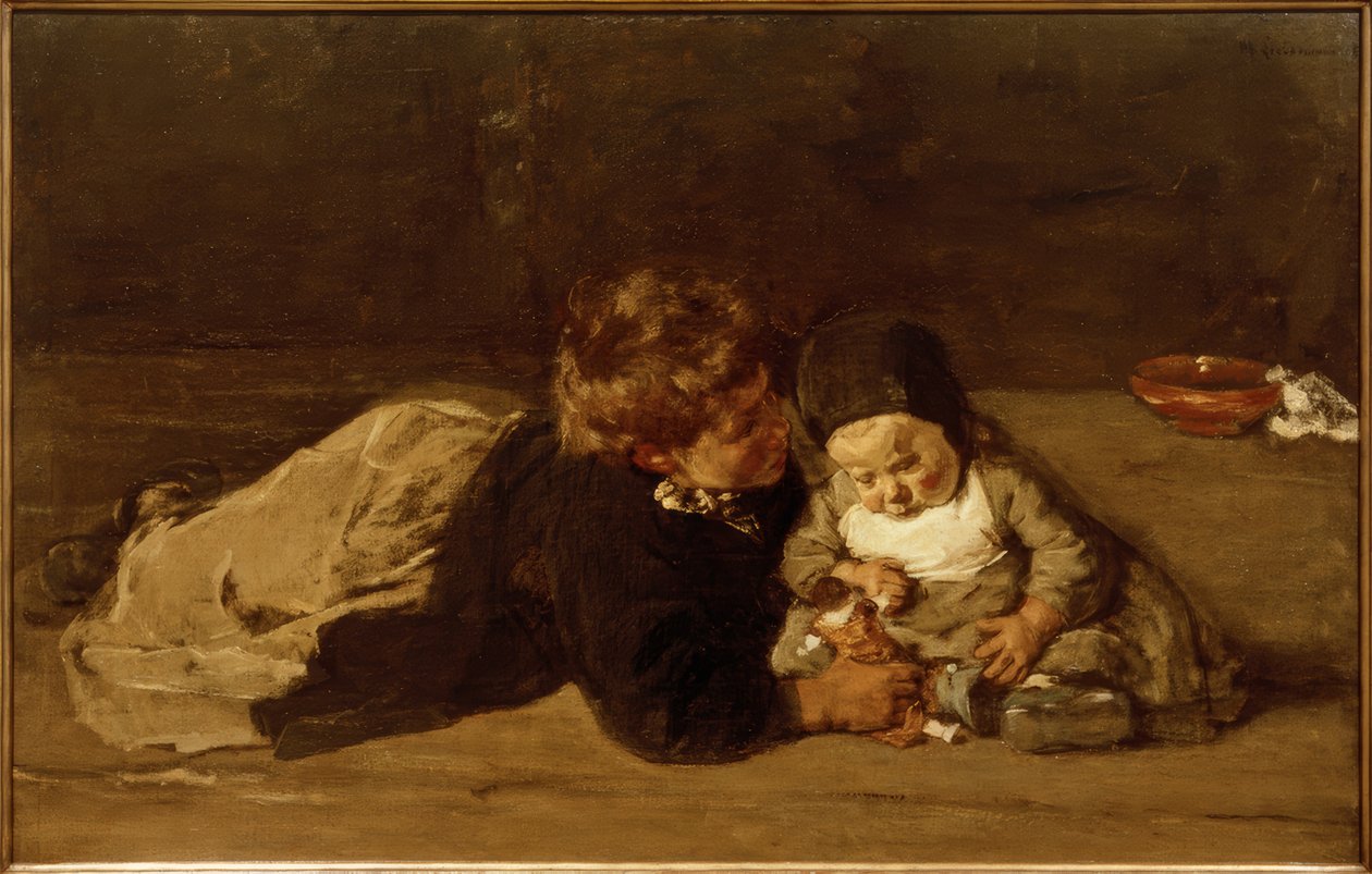 Kardeşler - oynayan çocuklar by Max Liebermann