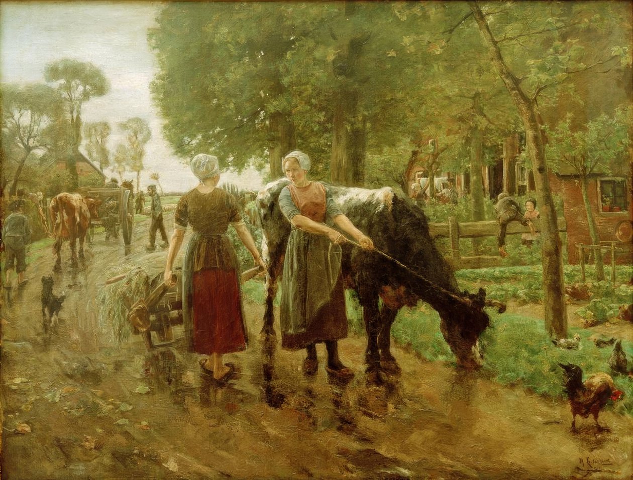 Hollandalı köy sokak by Max Liebermann