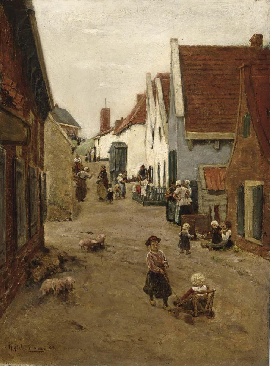 Hollandalı köy sokak by Max Liebermann
