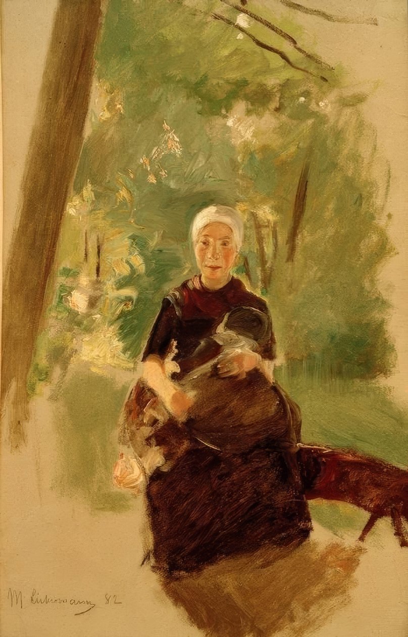 ağaçların altında genç anne by Max Liebermann