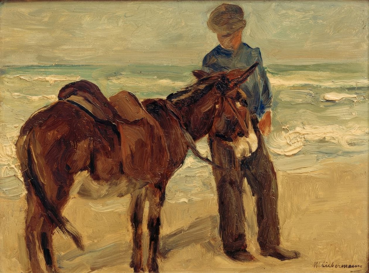 Sahilde eşeğe binen çocuk by Max Liebermann
