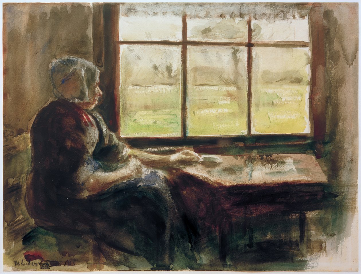 M.Liebermann, Hollandalı kadın pencerede by Max Liebermann