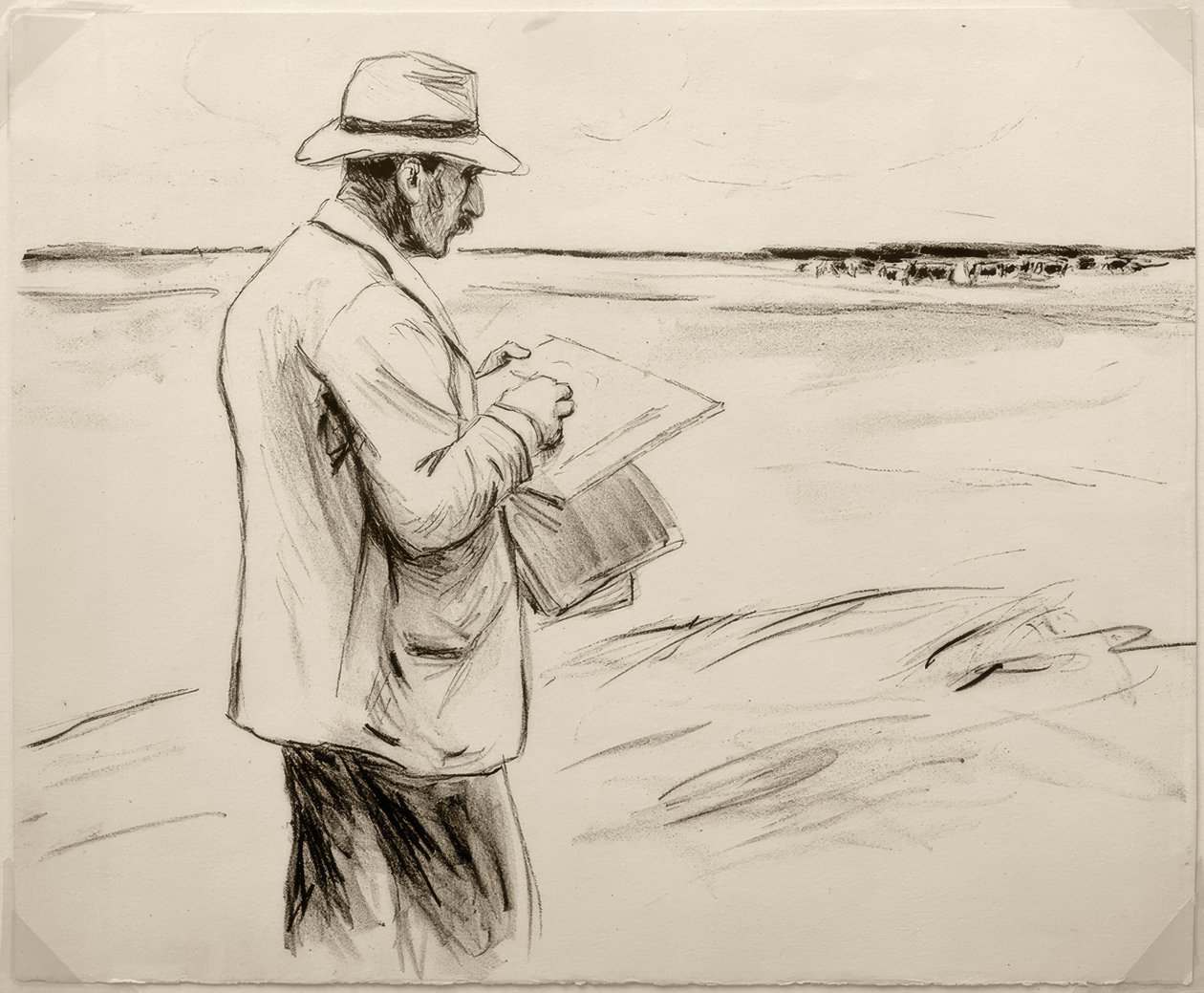 M.Liebermann, otoportre, açık havada çizim by Max Liebermann