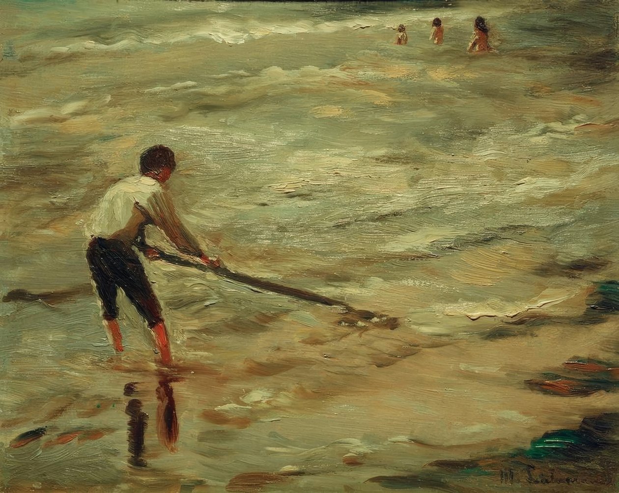 Midye Balıkçıları - Gri Deniz, Çalışma by Max Liebermann