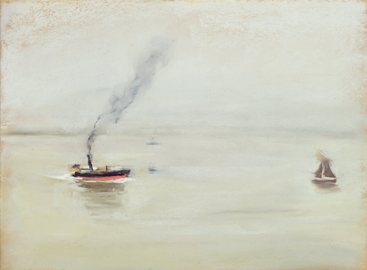 Elbe'de Yağmurlu Hava, 1902 (kağıt üzerinde pastel) by Max Liebermann