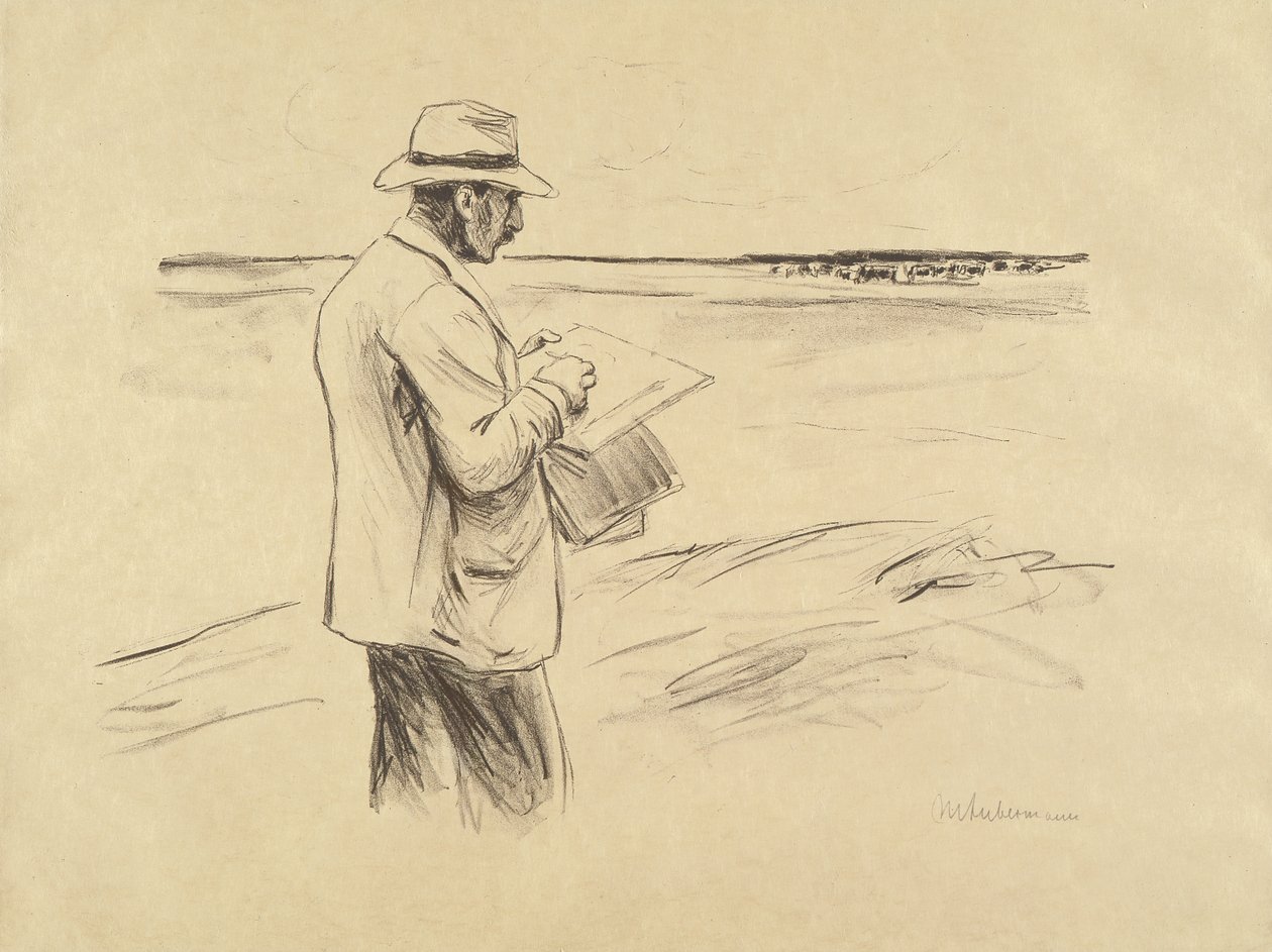 Açık çizimde kendi kendine portre by Max Liebermann