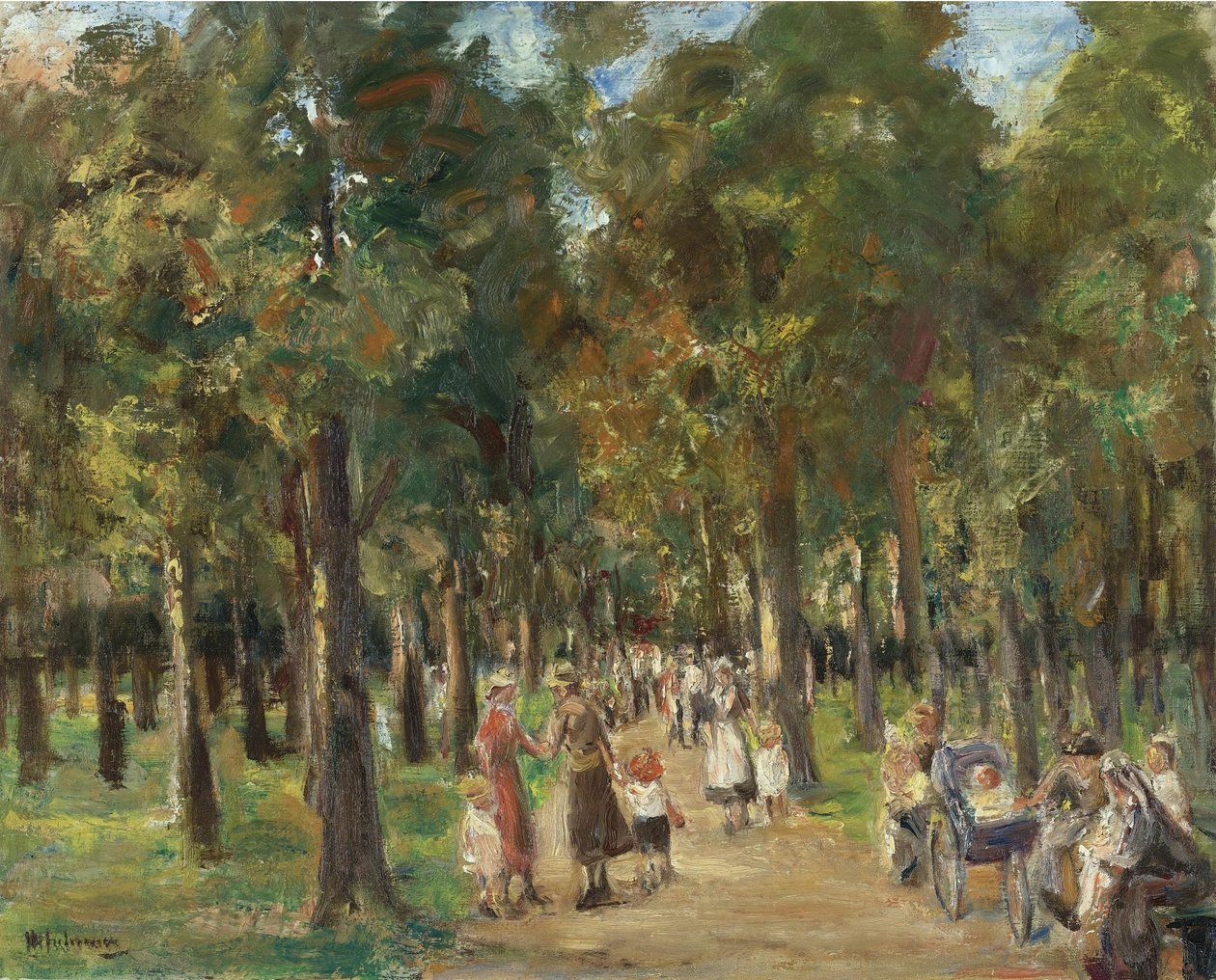 Hayvanat bahçesinde yürüyüşe çıkanlar by Max Liebermann