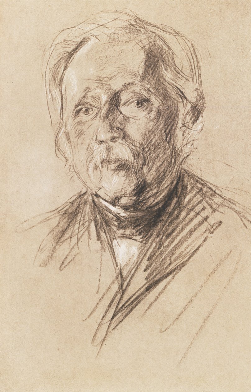 Theodor Fontane, 1896 (kağıt üzerinde kömür) by Max Liebermann