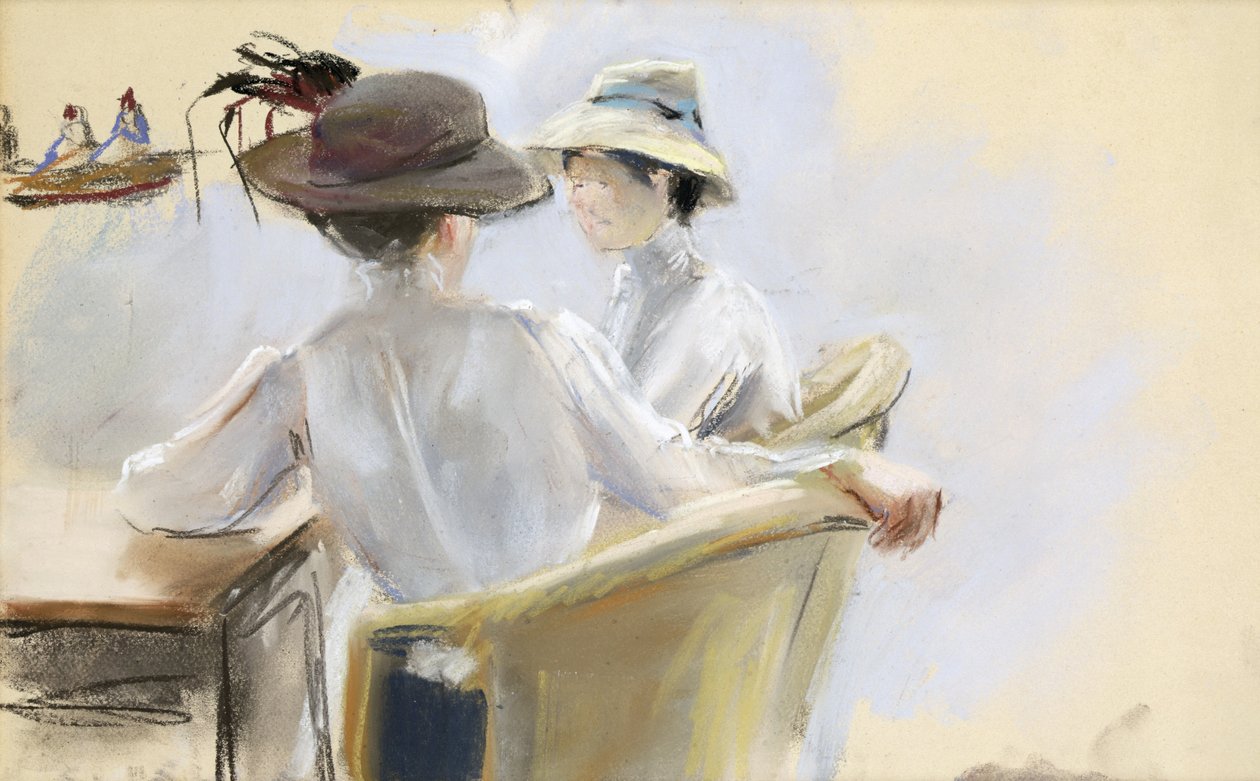 Su Kenarında İki Hanım (kağıt üzerinde pastel) by Max Liebermann
