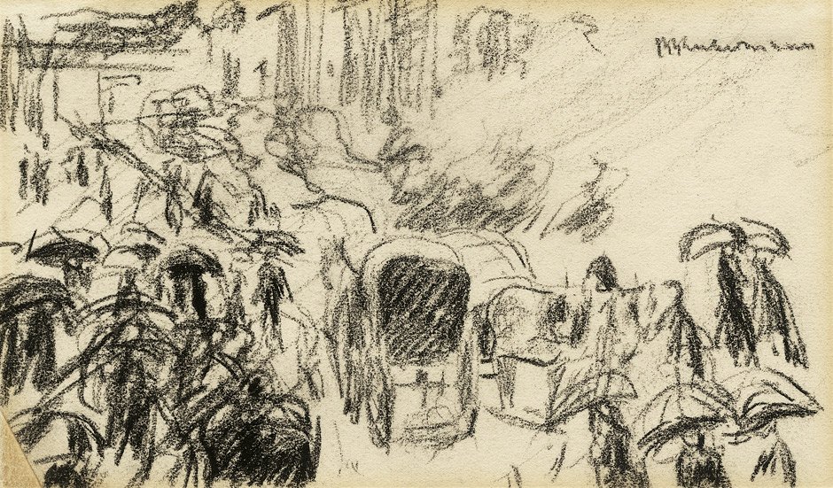 Yağmurda ıhlamur ağaçlarının altında by Max Liebermann