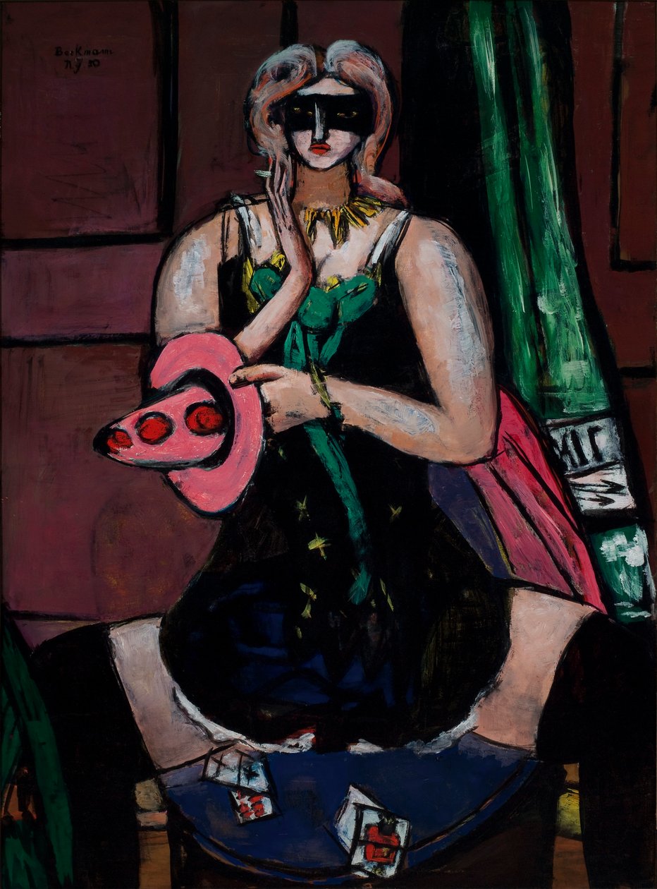 Karnaval Maskesi, Yeşil, Mor ve Pembe (Columbine) by Max Beckmann