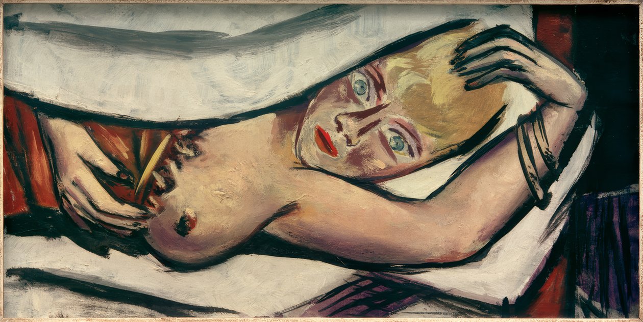 yatakta kadın by Max Beckmann
