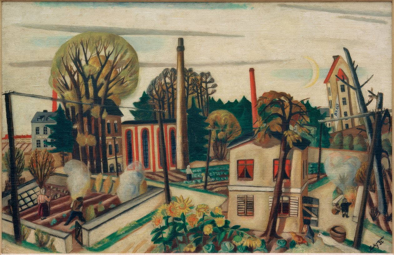 Bir fabrika ile Frankfurt yakınlarındaki manzara by Max Beckmann