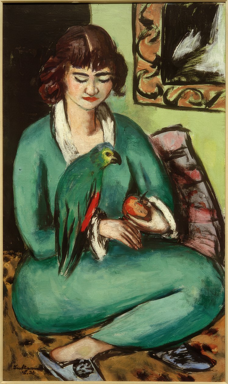 papağan ile Quappi by Max Beckmann