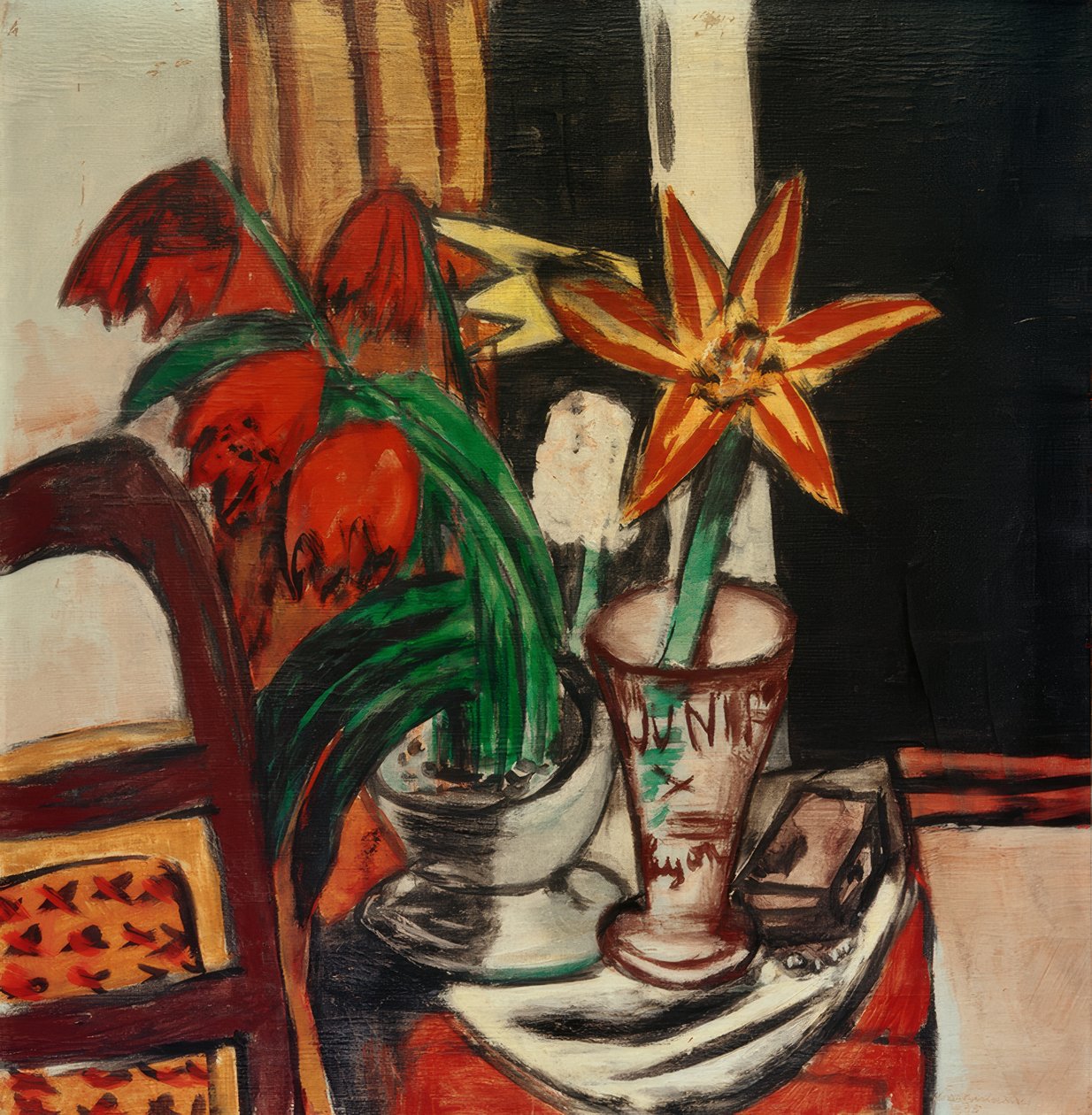 Kırmızı lale ve ateş zambakları by Max Beckmann