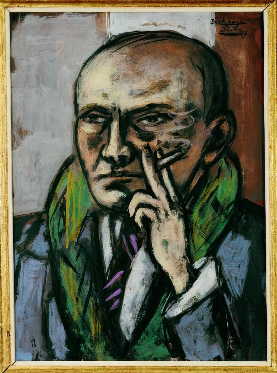 Bir sigara ile kendi portre by Max Beckmann