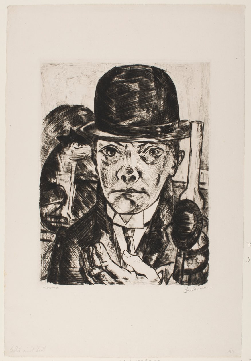 Melon Şapkalı Otoportre by Max Beckmann