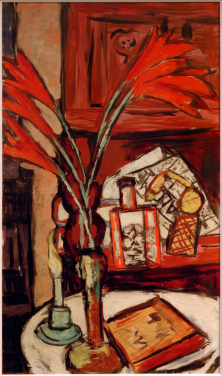 Yeşil bir mum ile natürmort by Max Beckmann