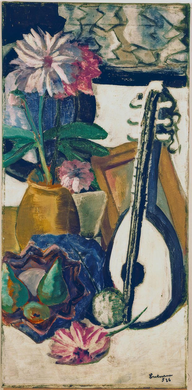 Mor dahlias ile natürmort by Max Beckmann