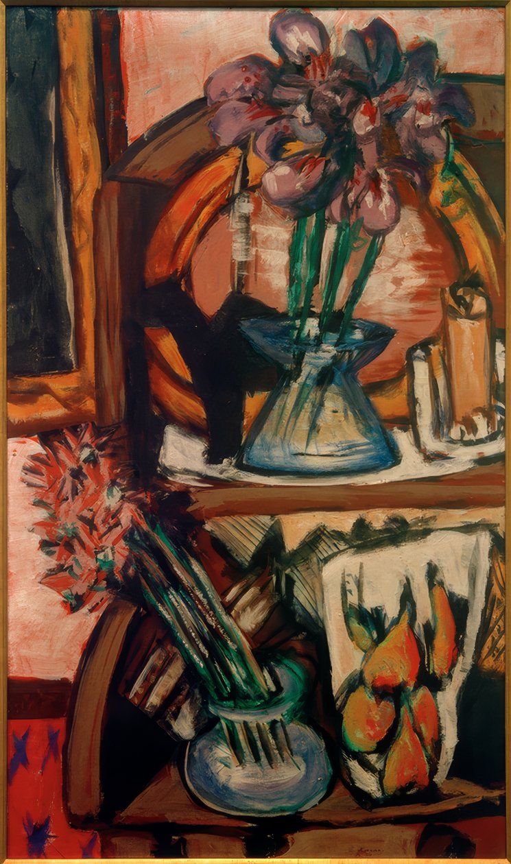 İki vazo çiçekli natürmort by Max Beckmann