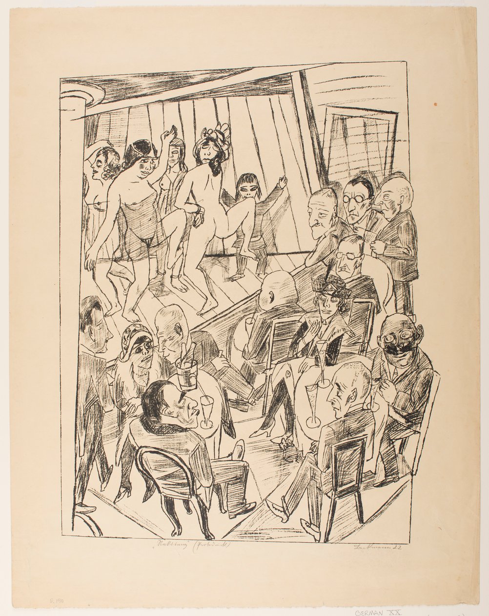 Striptiz, “Berlin 1922 Gezisi” serisinden 4. plaka by Max Beckmann