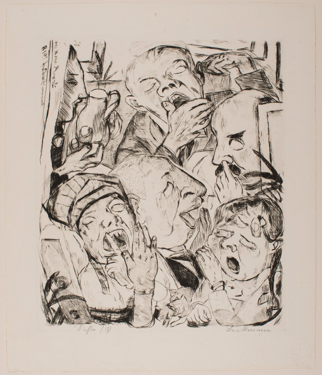 Yawners, “Faces” portföyünden 7. plaka by Max Beckmann