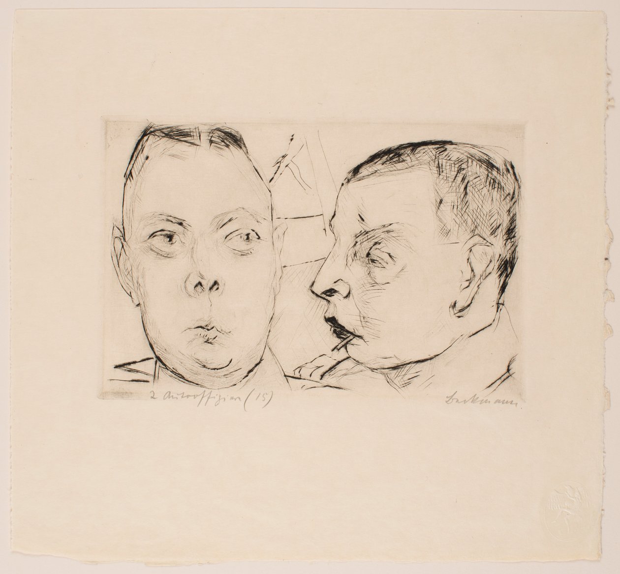 İki Oto Görevlisi, “Yüzler” portföyünden plaka 15 by Max Beckmann