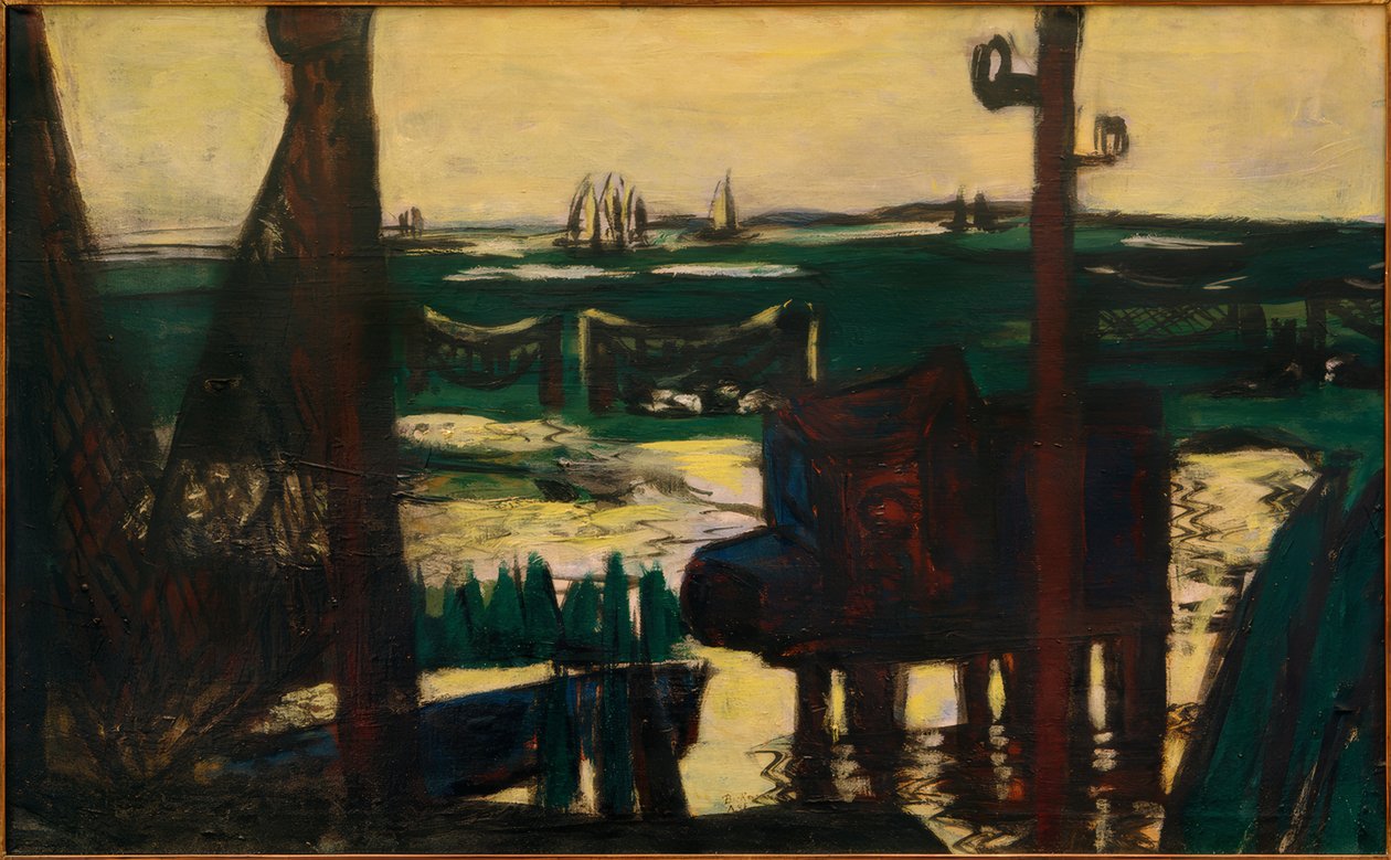 Wadden Denizi yeşil ve siyah ve sarı by Max Beckmann
