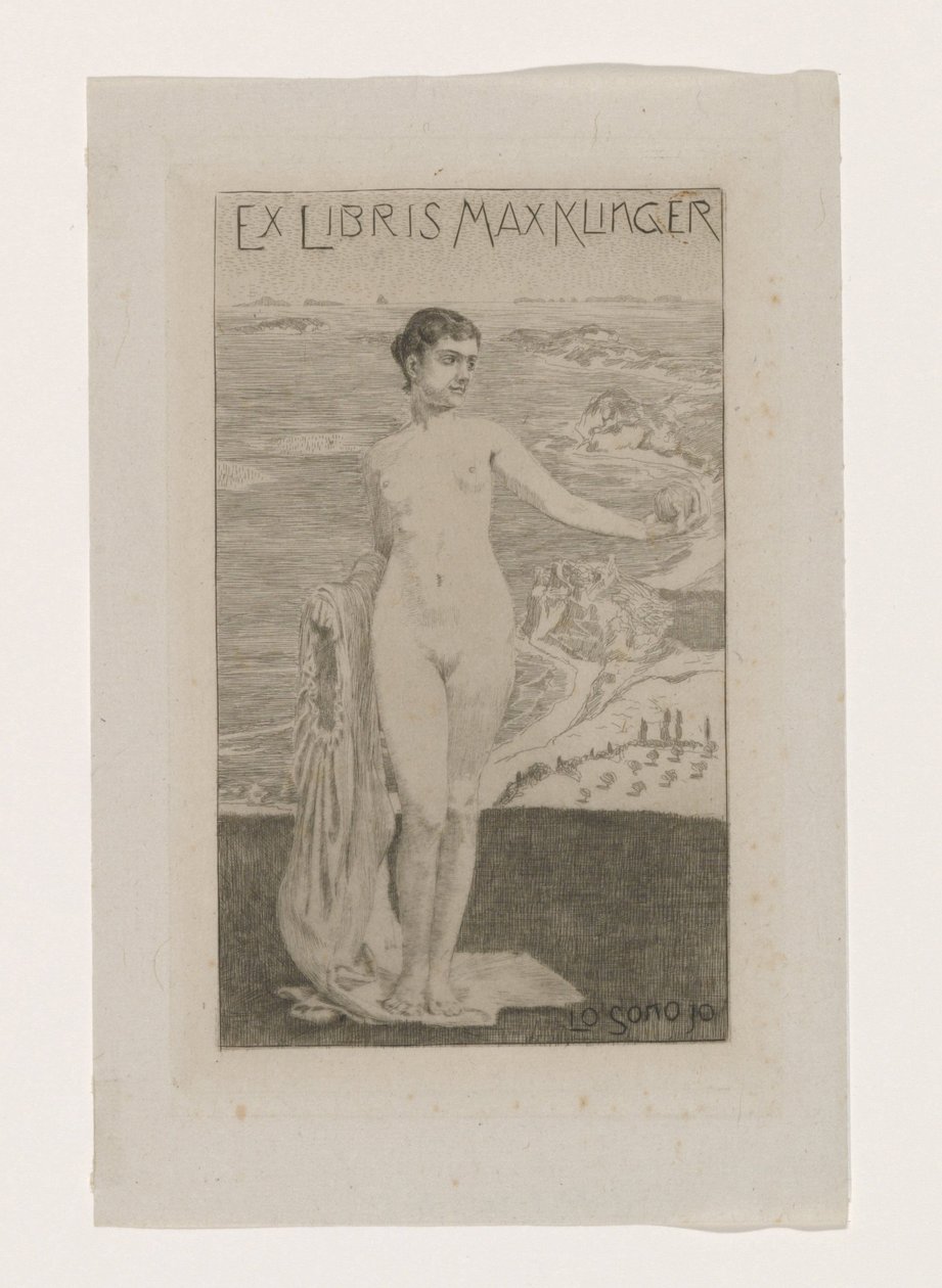 Exlibris van Max Klinger Am I (nesnedeki başlık) by Max Klinger