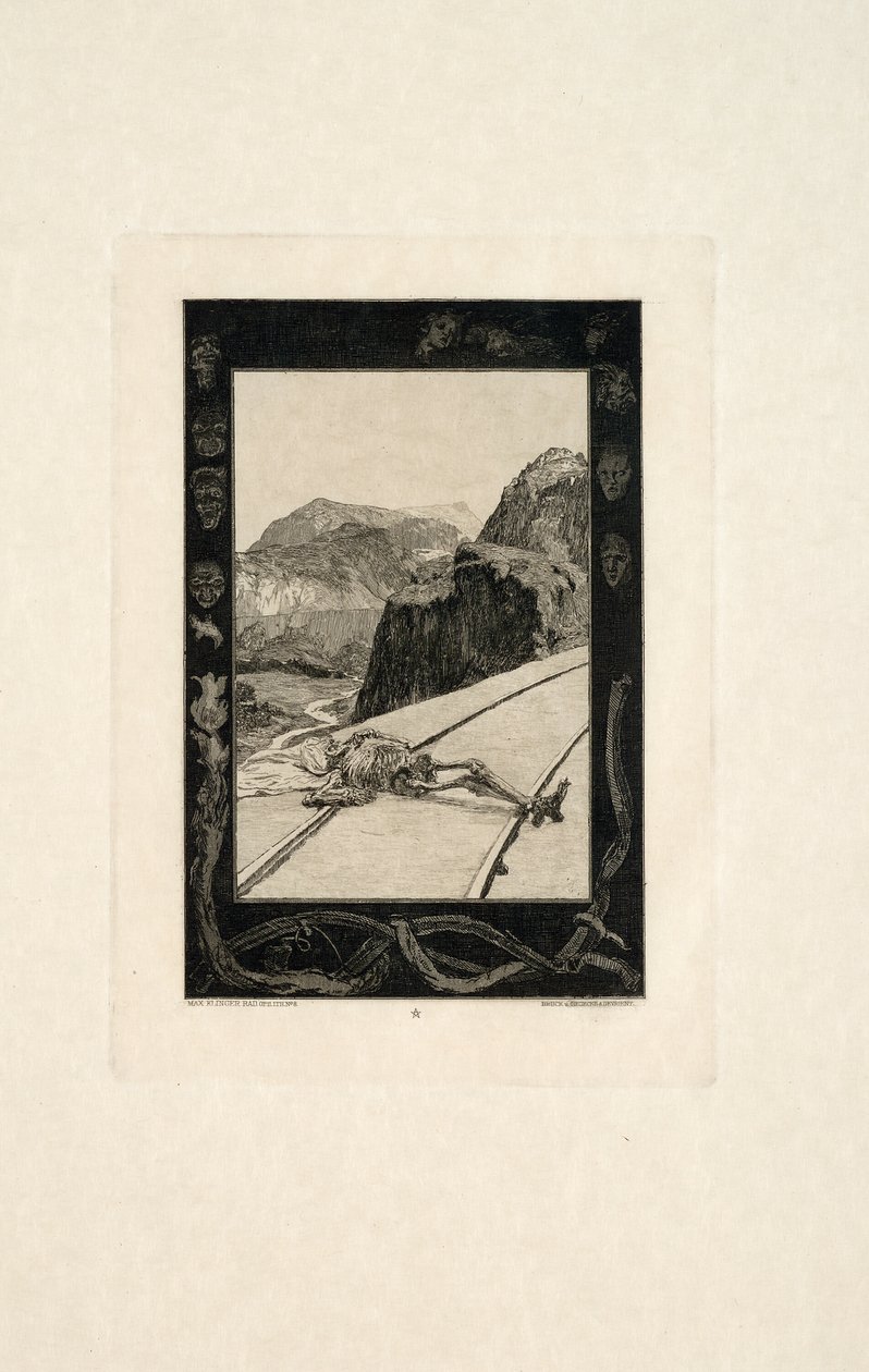 Raylar Üzerinde, Ölüm Üzerine, Bölüm I'den sekizinci plaka by Max Klinger