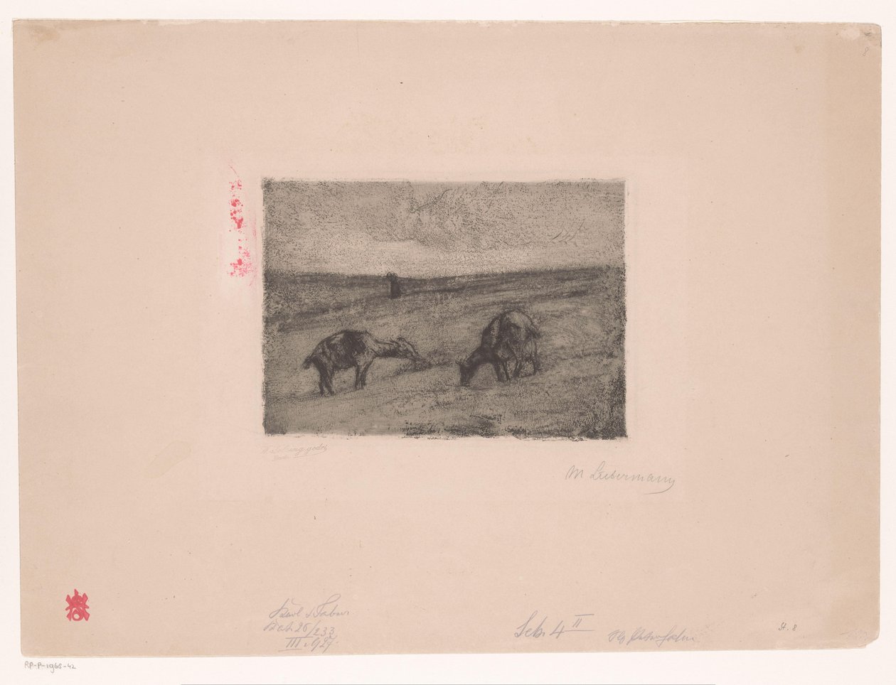 Otlayan keçiler ile manzara by Max Liebermann (signed by artist)