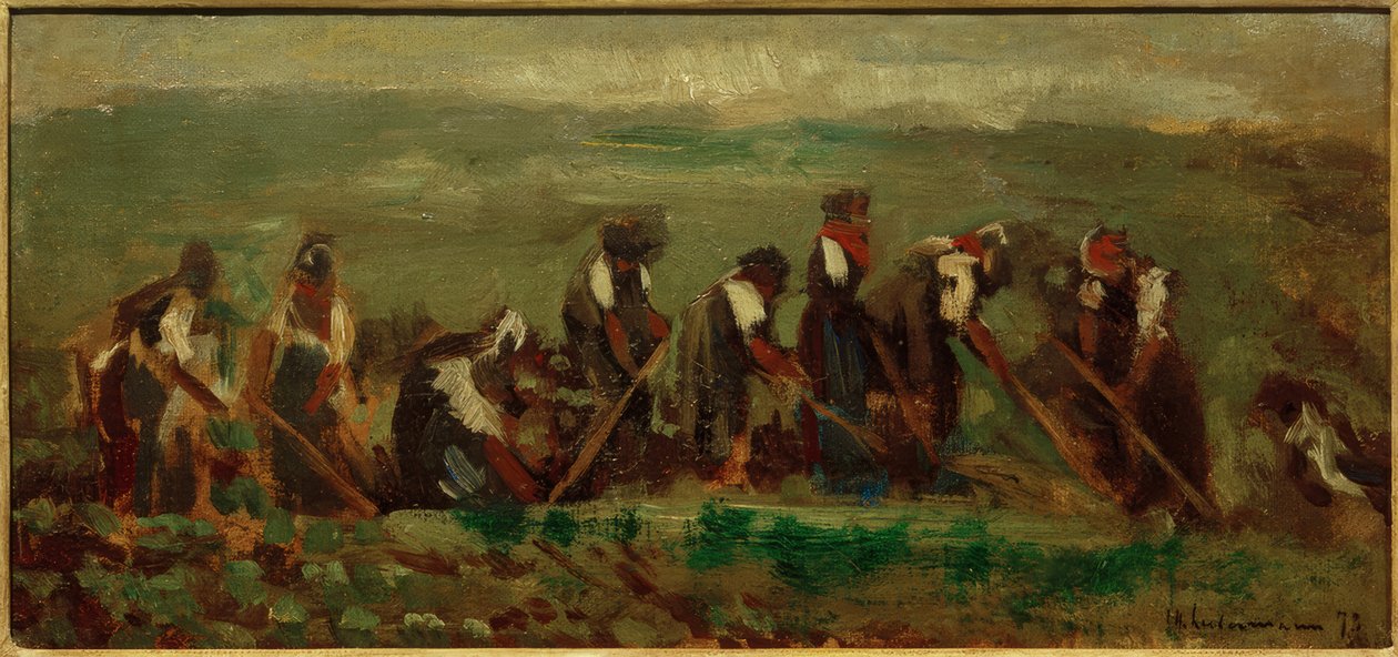 Pancar alanındaki işçiler - kompozisyon çalışması by Max Liebermann