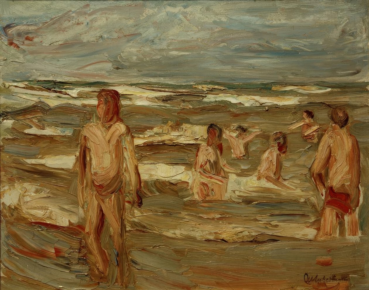 banyo yapan çocuk by Max Liebermann