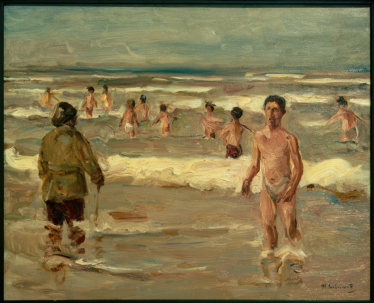 Denizde banyo yapan çocuklar by Max Liebermann