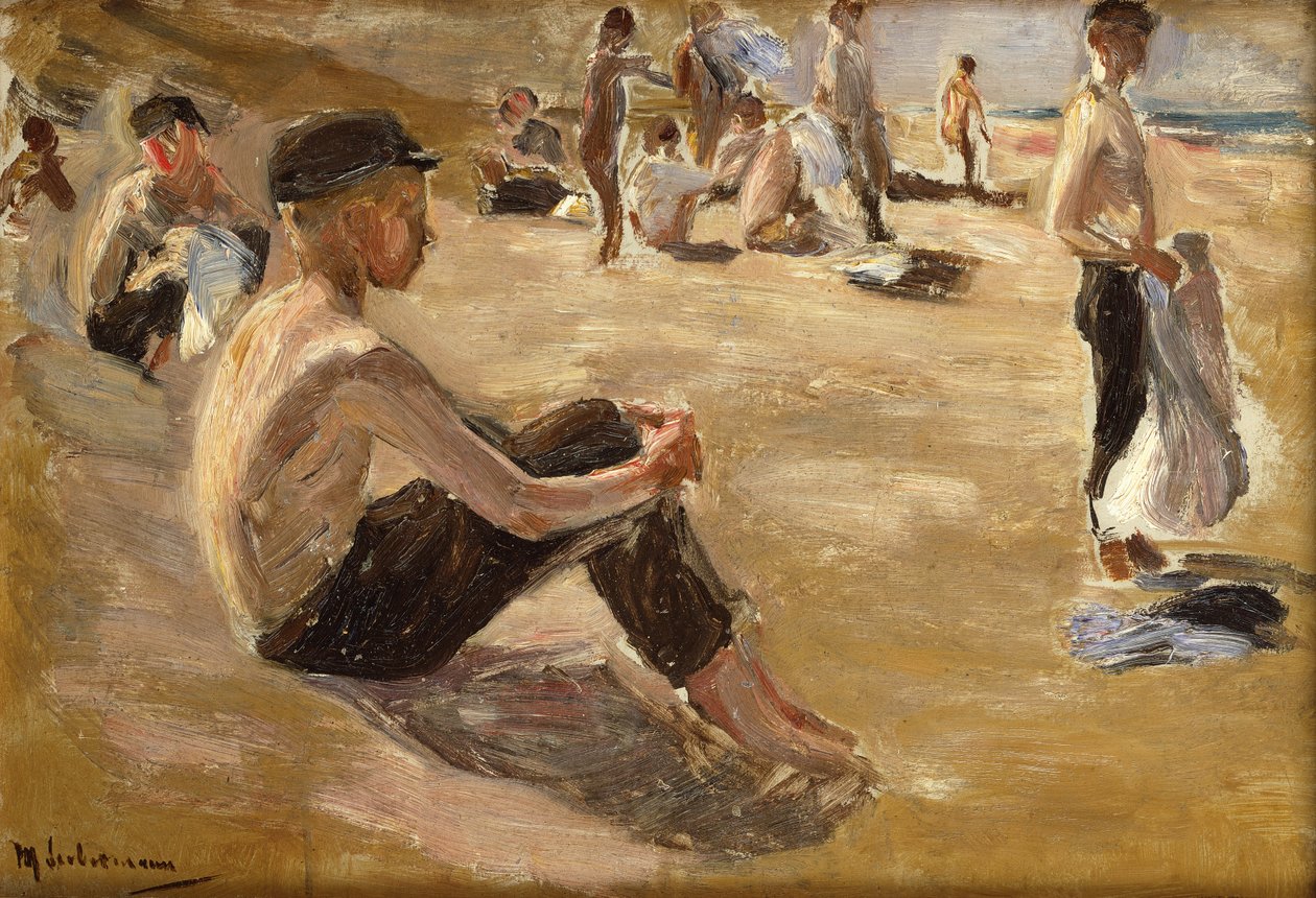 Yıkanan Çocuklar (tahta üzerine yağlıboya) by Max Liebermann